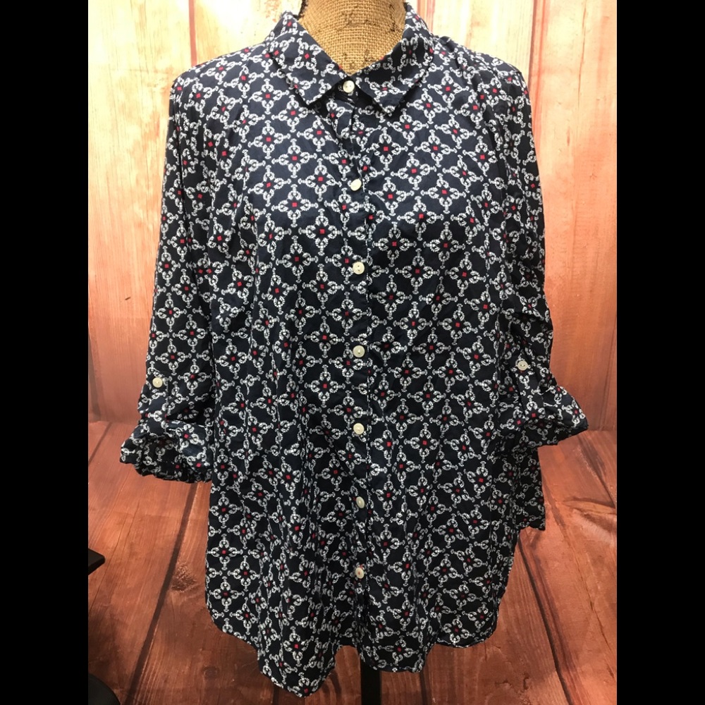 Catherine’s 1x (18/20) patterned red/blue top